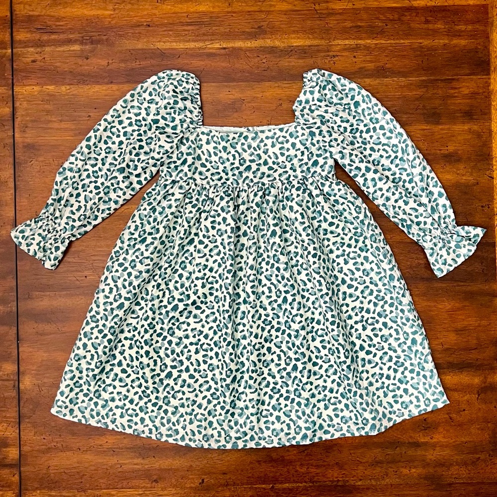 Janie and Jack Chic Animal Print Dress with Puff Sleeves Sz 7 NWT